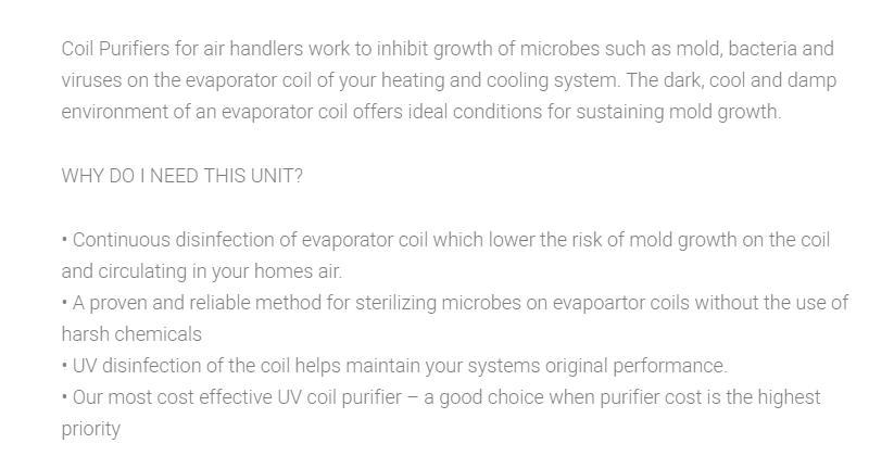 UV Coil Purifier Services & Ultra Violet Coil Purification In Yuma, Fortuna Foothills, Winterhaven, Somerton, San Luis, Wellton, Roll, and Tacna